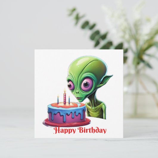 Verjaardag van de hemelse bezoeker kaart (Staand voorkant)