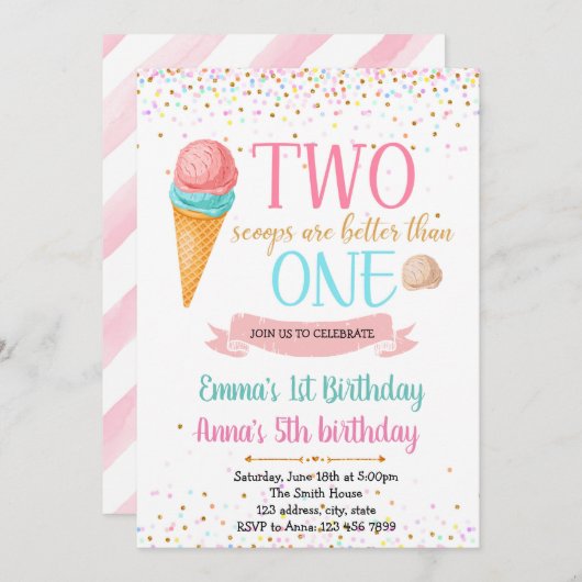verjaardag van de joint venture Ice crème Kaart (Voorkant / Achterkant)