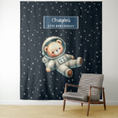 Verjaardag van de jongen achtergrond met astronaut wandkleed (In situ)