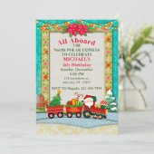 Verjaardag van de jongen en de Kerstman in de trei Kaart (Staand voorkant)