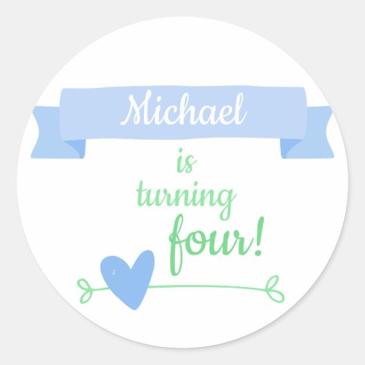 Verjaardag van de jongen ronde sticker (Voorkant)