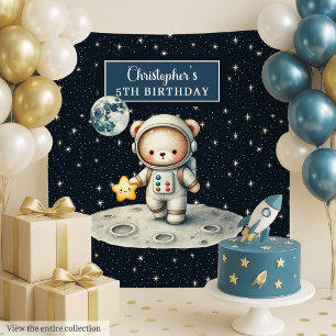 Verjaardag van de jongen Schattige Teddy Bear Astr Wandkleed