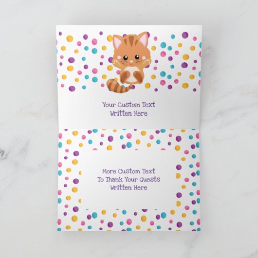 Verjaardag van de Kat van het Kat van de Bedankkaart (Binnen)