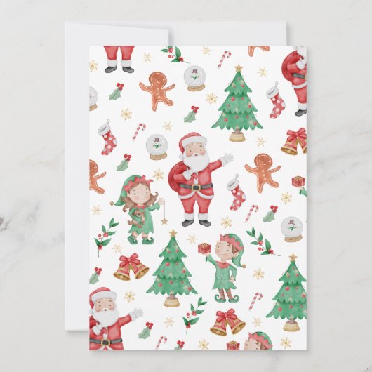 Verjaardag van de Kerstman en Elfen Kaart (Achterkant)