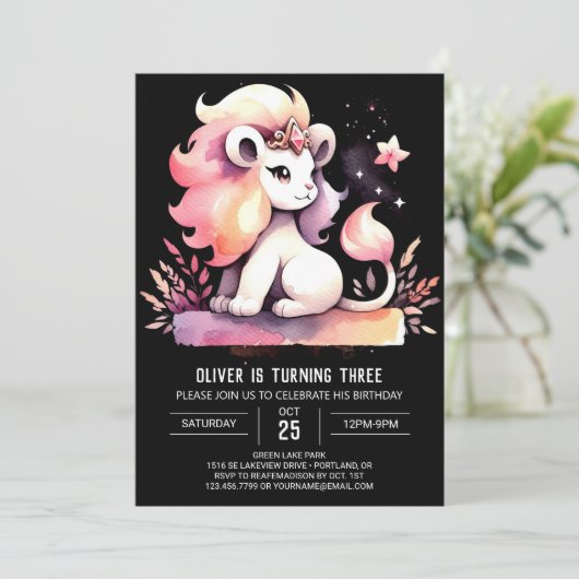 Verjaardag van de Kinder betoverde leeuw Kaart (Staand voorkant)