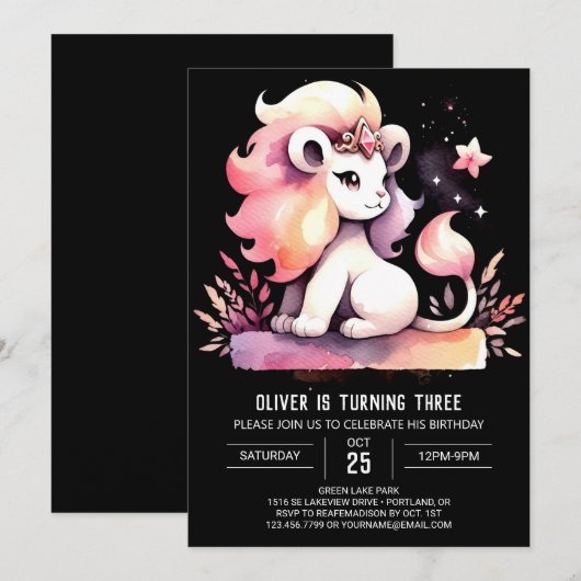 Verjaardag van de Kinder betoverde leeuw Kaart (Voorkant / Achterkant)