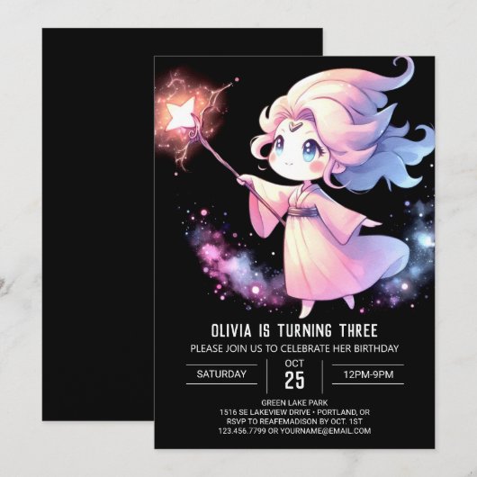 Verjaardag van de Kinder tovenaar Kaart (Voorkant / Achterkant)