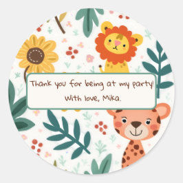 Verjaardag van de kinderen in Oerwoud stijl Ronde Sticker