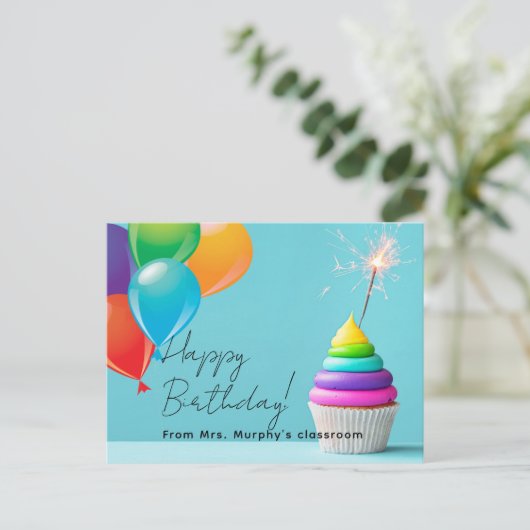 Verjaardag van de kinderen van de leraar briefkaart (Staand voorkant)