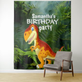 Verjaardag van de kleine dinosaurus achtergrond wandkleed (In situ)