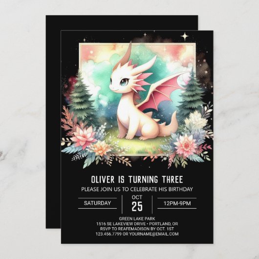 Verjaardag van de kleine draak Boho Kaart (Voorkant / Achterkant)