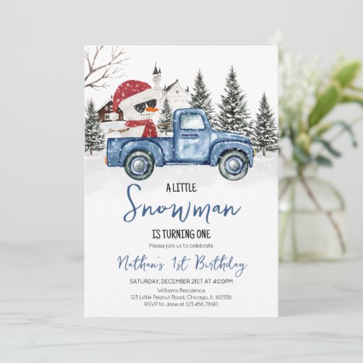 Verjaardag van de kleine sneeuwman kaart (Staand voorkant)