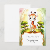 Verjaardag van de Kleine Whimsical Giraffe Bedankkaart (Voorkant / Achterkant)