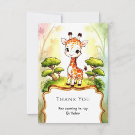 Verjaardag van de Kleine Whimsical Giraffe Bedankkaart