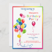 Verjaardag van de kleurrijke ballonnen kaart (Voorkant)