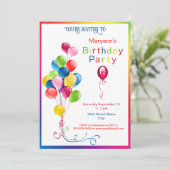 Verjaardag van de kleurrijke ballonnen kaart (Staand voorkant)