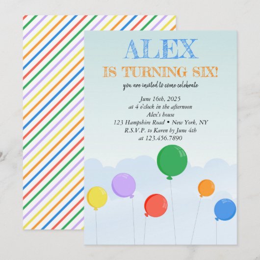 Verjaardag van de kleurrijke ballonnen kaart (Voorkant / Achterkant)