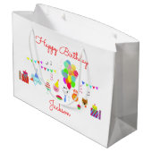 Verjaardag van de kleurrijke kinderen groot cadeauzakje (Achterkant Gekanteld)