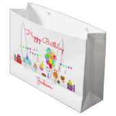 Verjaardag van de kleurrijke kinderen groot cadeauzakje (Voorkant Gekanteld)