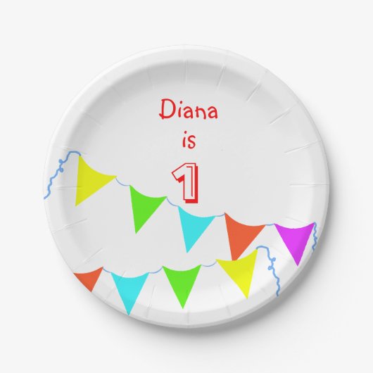 Verjaardag van de kleurrijke kinderen papieren bordje (Voorkant)