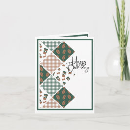 Verjaardag van de koffieliefhebber met plaid kaart