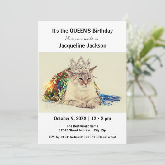 Verjaardag van de koningin - Uitnodiging voor verj (Staand voorkant)