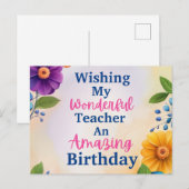 Verjaardag van de leraar briefkaart (Voorkant / Achterkant)