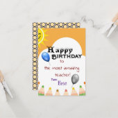 Verjaardag van de leraar kaart (Voorkant / Achterkant in situ)