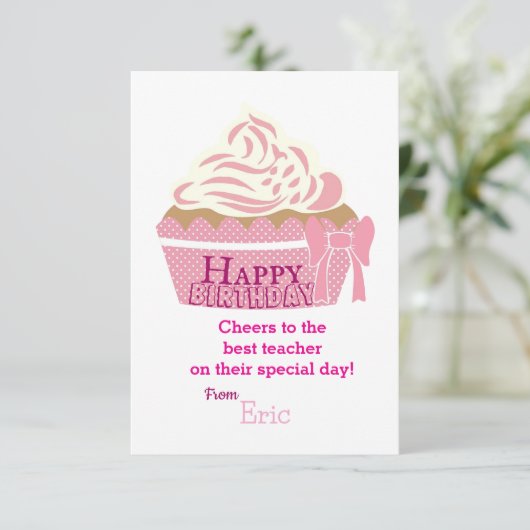 Verjaardag van de leraar kaart (Staand voorkant)