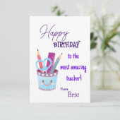 Verjaardag van de leraar kaart (Staand voorkant)