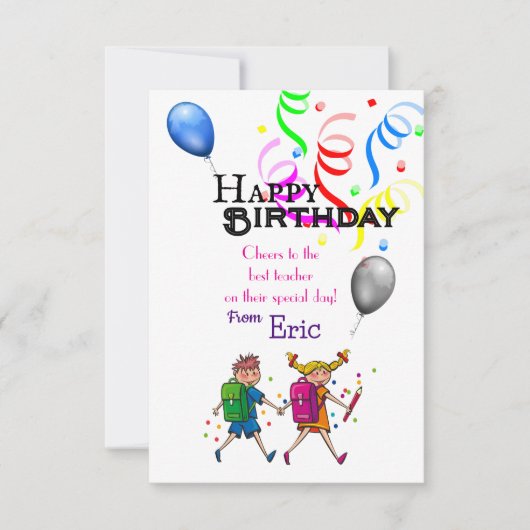 Verjaardag van de leraar kaart (Voorkant)