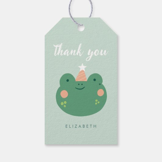 Verjaardag van de leuke magische kikker  cadeaulabel (Achterkant)