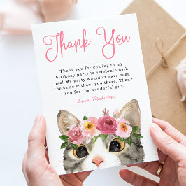 Verjaardag van de lieve waterverf kitty bedankkaart