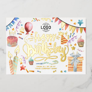 Verjaardag van de Logo Fun Colorful Party toevoege Folie Uitnodiging