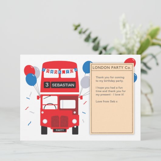 Verjaardag van de London Red Bus Kaart (Staand voorkant)