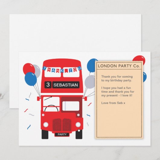 Verjaardag van de London Red Bus Kaart (Voorkant / Achterkant)