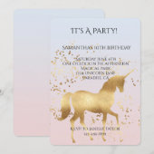 Verjaardag van de magische gouden eenhoorn kaart (Voorkant / Achterkant)