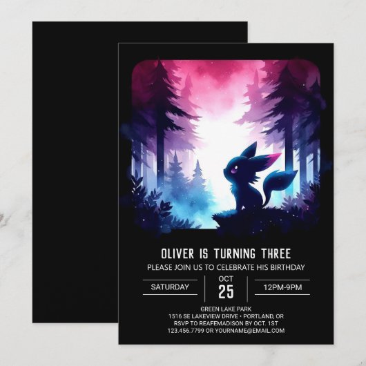 Verjaardag van de magische kitten kaart (Voorkant / Achterkant)