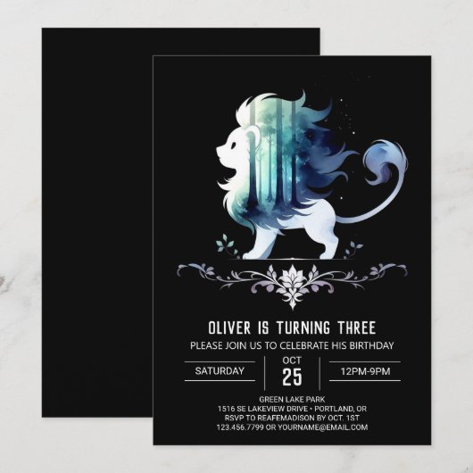 Verjaardag van de magische leeuw kaart (Voorkant / Achterkant)