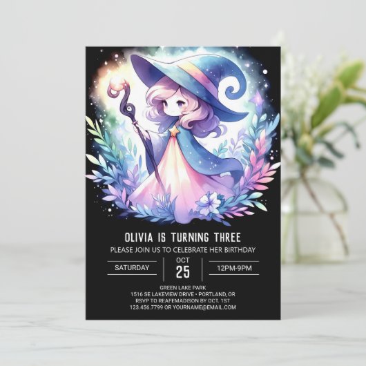 Verjaardag van de magische tovenaar kaart (Staand voorkant)