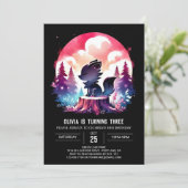 Verjaardag van de magische Whimsy Wolf Kaart (Staand voorkant)