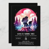 Verjaardag van de magische Whimsy Wolf Kaart (Voorkant / Achterkant)