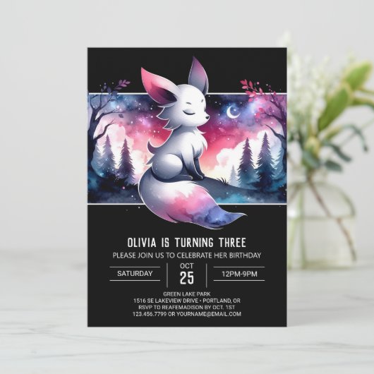 Verjaardag van de magische wolf kaart (Staand voorkant)