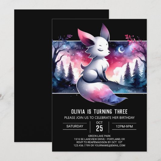 Verjaardag van de magische wolf kaart (Voorkant / Achterkant)