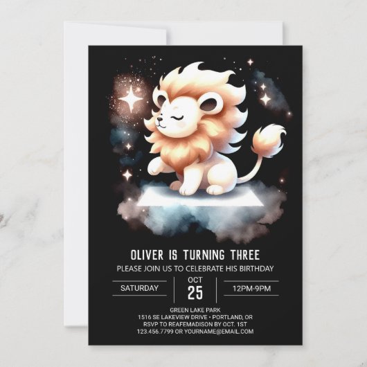 Verjaardag van de Majestic Fantasy Lion Kaart (Voorkant)