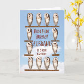 Verjaardag van de man, nieuwsgierige uilen kaart (Gele Bloem)