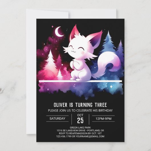 Verjaardag van de minimalistische fantasie kat kaart (Voorkant)