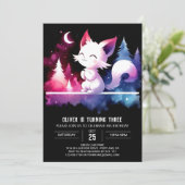 Verjaardag van de minimalistische fantasie kat kaart (Staand voorkant)