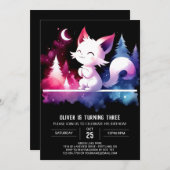 Verjaardag van de minimalistische fantasie kat kaart (Voorkant / Achterkant)