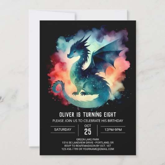 Verjaardag van de minimalistische Fiery Dragon Kaart (Voorkant)